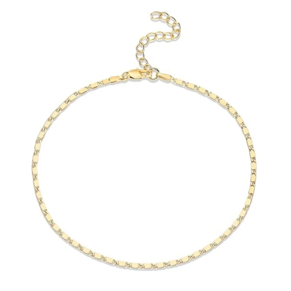 14K Gold Plated Charm Link Marina Adjustable Gold Anklet - Picture 5 of 5